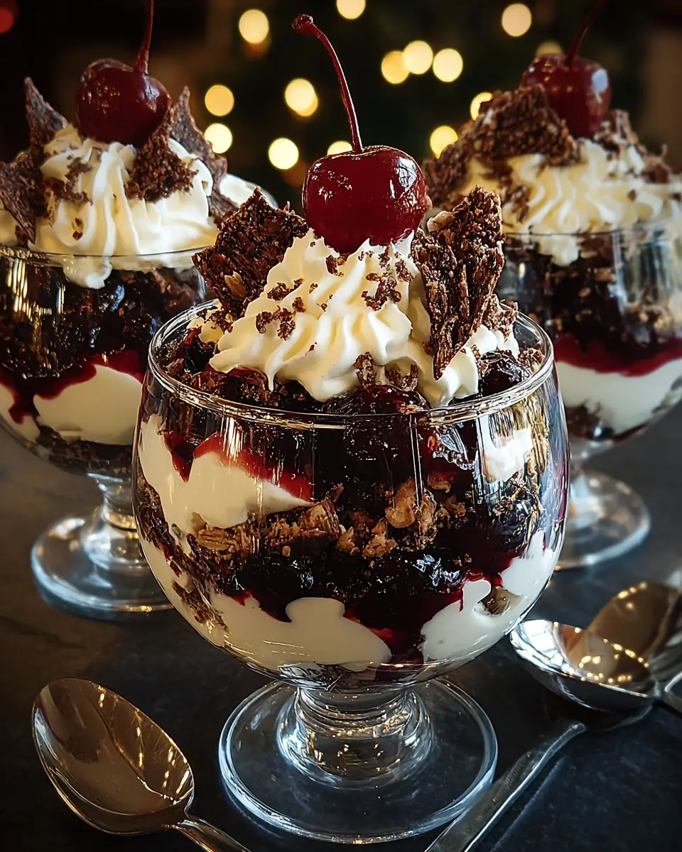 A delicious plate of BLACK FOREST TRIFLE FOR CHRISTMAS