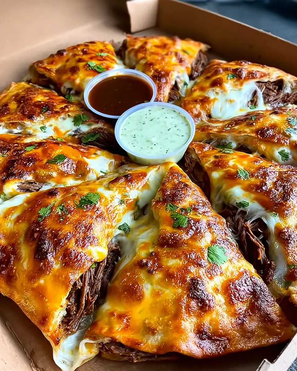 A delicious plate of Birria Pizza