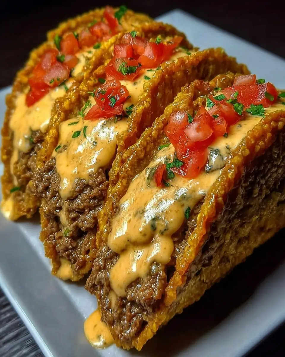 A delicious plate of Cheesy Rotel Beef Tacos