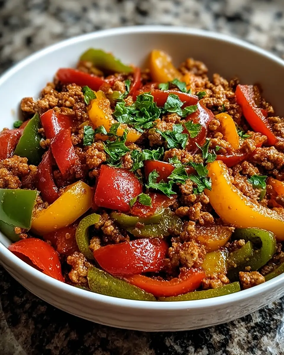 A delicious plate of Ground Turkey and Peppers