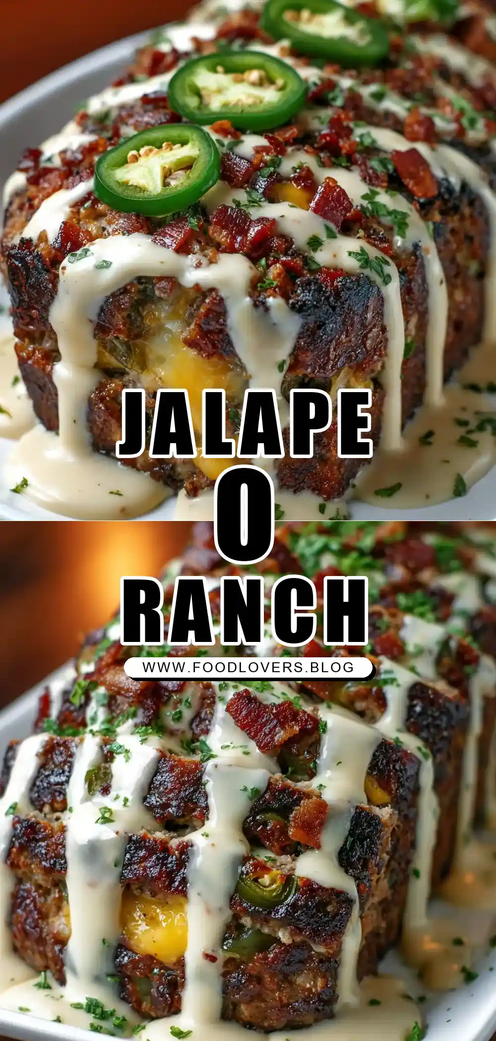 Smoky Jalapeño Popper Meatloaf with Ranch Drizzle