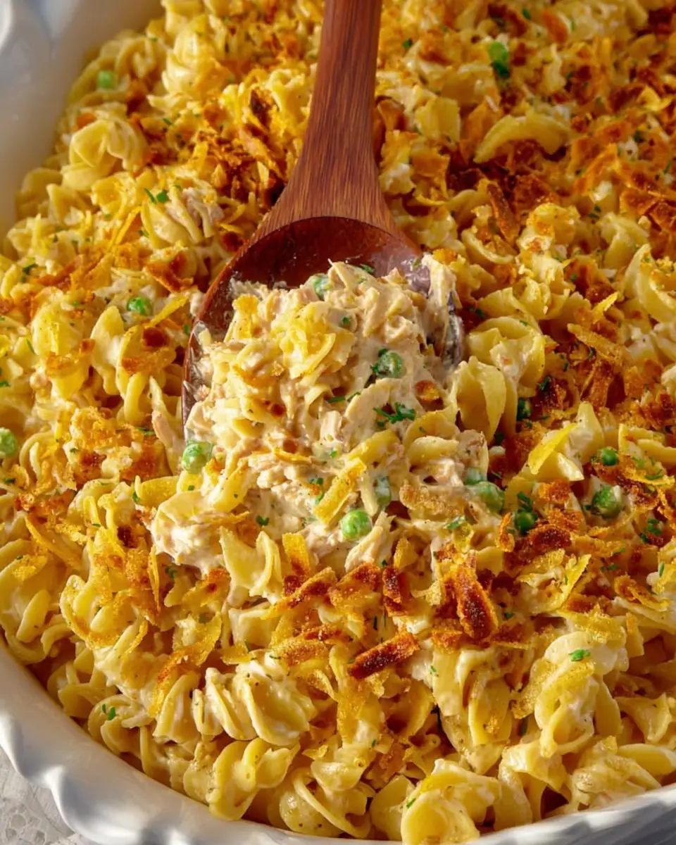 A delicious plate of Old-Fashioned Tuna Noodle Casserole