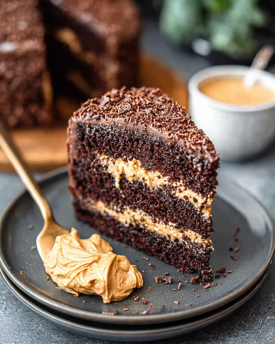 A delicious plate of Chocolate Cake with Chocolate Frosting