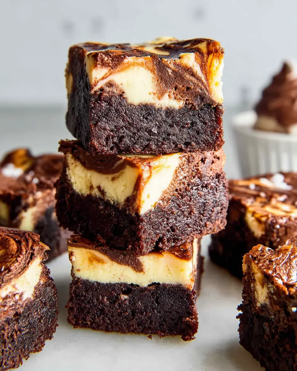 A delicious plate of Cream Cheese Brownies