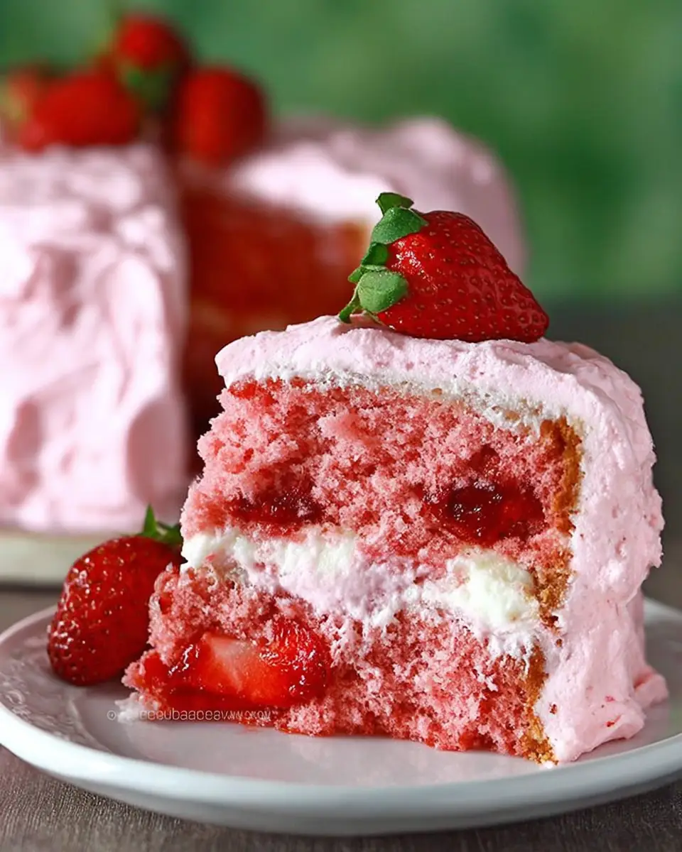 A delicious plate of Strawberry Cake Recipe – From Scratch
