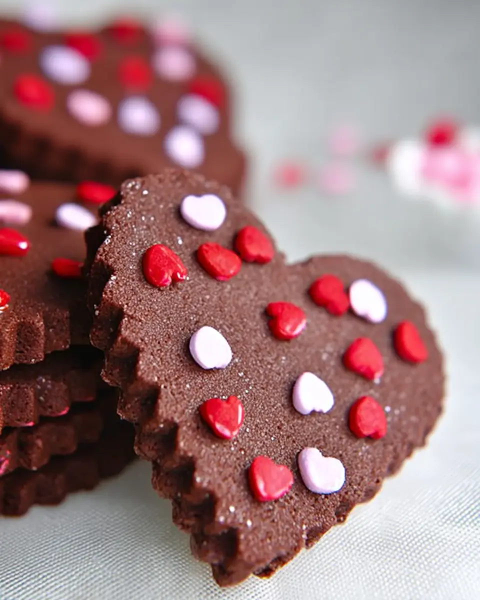 A delicious plate of Valentine Chocolate Sugar Cookies