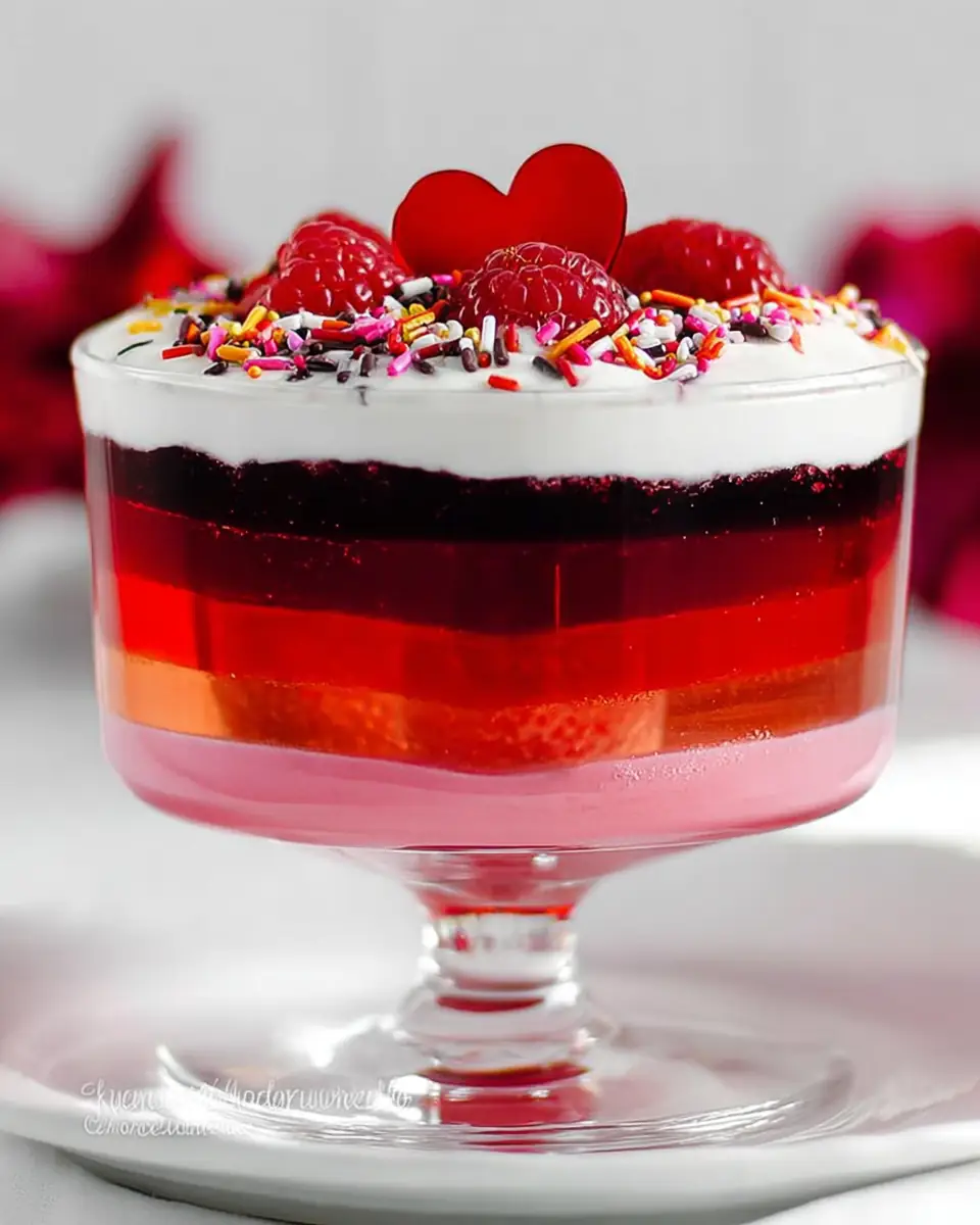 A delicious plate of Valentine Layered Jello Recipe