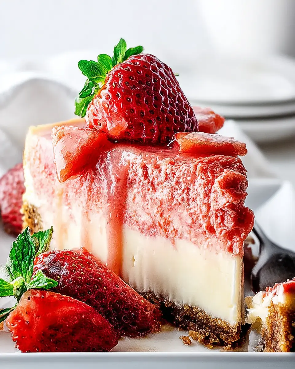 White Chocolate Strawberry Cheesecake